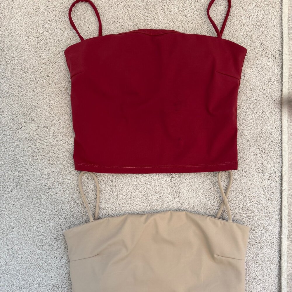 Halara Strappy Crop Top Bundle | Medium | Red & Beige Tops